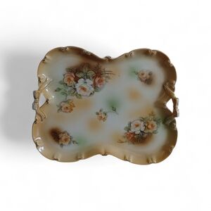 Antique RS Prussia Floral Handled Serving Tray Platter